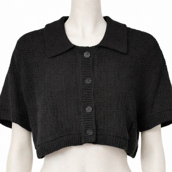 Banana Republic Sweaters - NWOT Banana Republic Black 100% Cotton Knit Cropped Cardigan